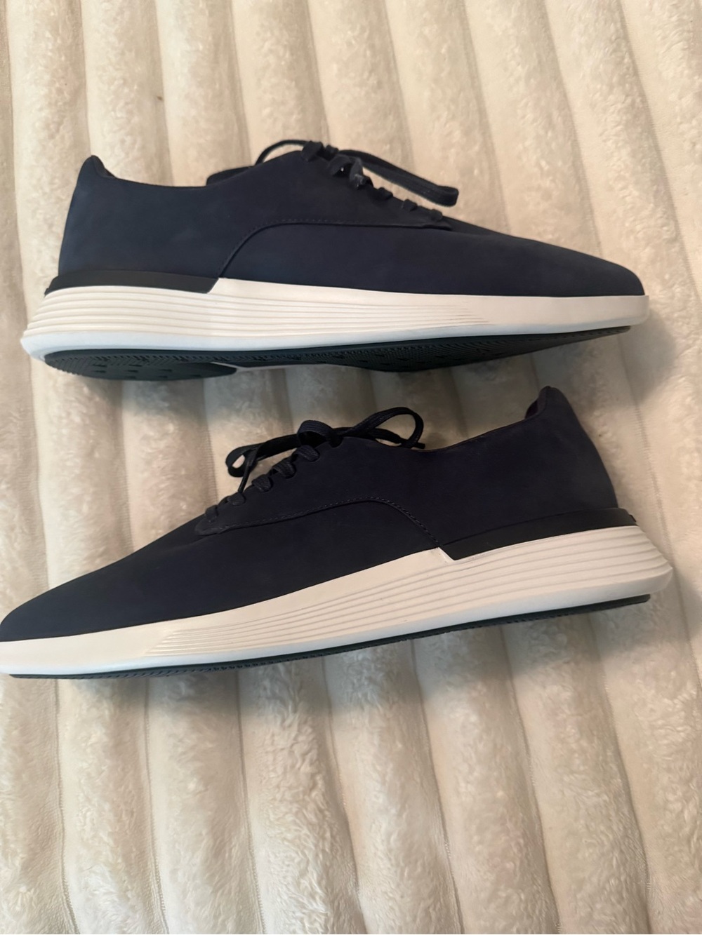 Men's Lace-Up Sneakers in Navy with White Sole